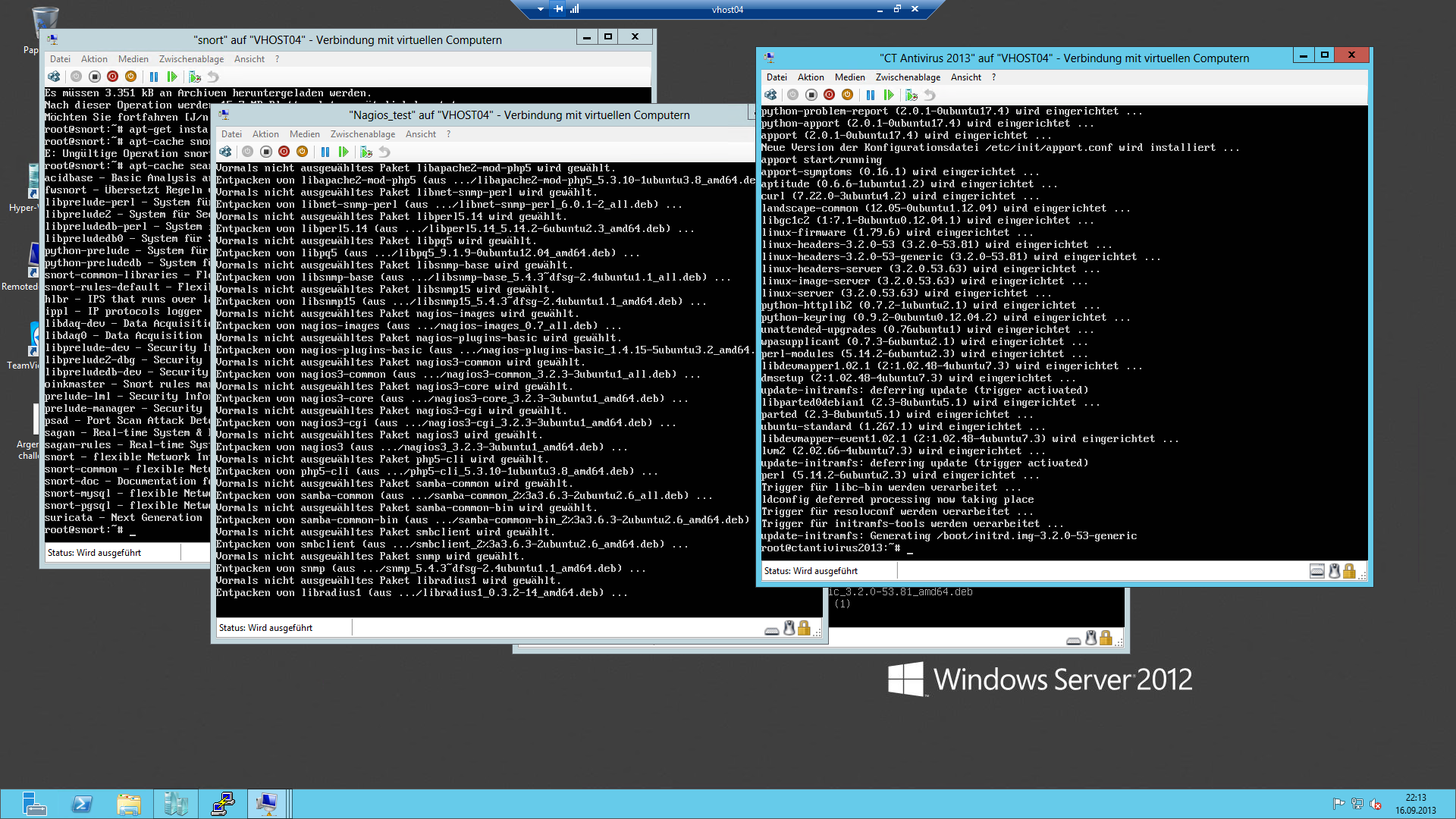 Windows Server 2012 Screenshot mit mehreren virtuelen Maschinen darauf